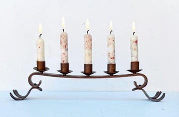 Candelabra vloerlamp - smeedijzer - Vijfarmige kandelaar, Antiek en Kunst