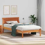 vidaXL Bedframe met hoofdeinde Wasbruin 90 x 200 cm Massief, Huis en Inrichting, Verzenden, Nieuw, Bruin, Hout