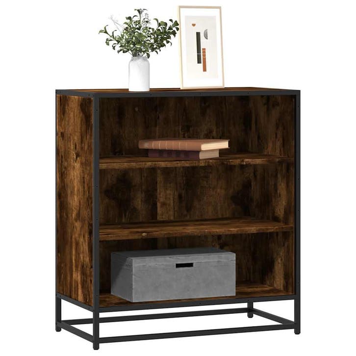vidaXL Dressoir 68x35x76 cm bewerkt hout en metaal gerookt, Huis en Inrichting, Kasten | Dressoirs, Nieuw, Overige houtsoorten