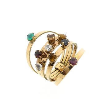 18 Krt. Gouden haremring met een mix van edelstenen, Sieraden, Tassen en Uiterlijk, 18 tot 19, Gebruikt, Ophalen of Verzenden
