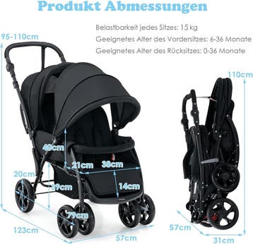 2dekans | Coast Tandem Kinderwagen Voor Twee – Opvouwbaar, Ophalen of Verzenden, Zo goed als nieuw