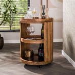 *WOONWINKEL* Wijnkast Trolley Met Ribbelhout, Huis en Inrichting, Woonaccessoires | Wijnrekken, Verzenden, Nieuw