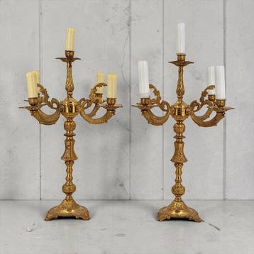 Kandelaber Lodewijk XV (2) - Brons - Lampen, Nieuw