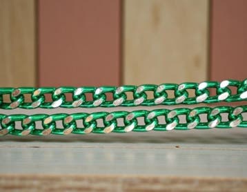 100 cm aluminium jasseron ketting – donkergroen/zilver –, Ophalen of Verzenden, Nieuw, Overige typen
