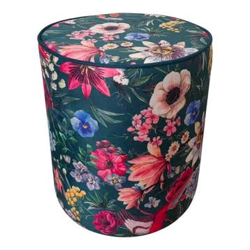 Poef fluweel Imelda blauw 35x35x40cm, Verzenden, Nieuw