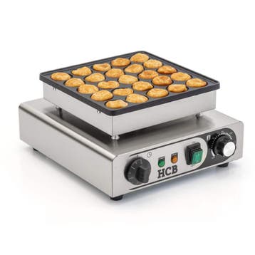 HCB Poffertjesbakplaat - 25 dops - 230V - RVS, Verzenden, Nieuw in verpakking, Fornuis, Frituur en Grillen