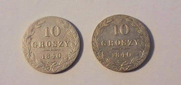 Polen, Congress Kingdom. 10 Groszy 2x 1840 (Zonder
