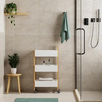 Trolley Varulta bamboe 80x41x20 cm wit [en.casa], Verzenden