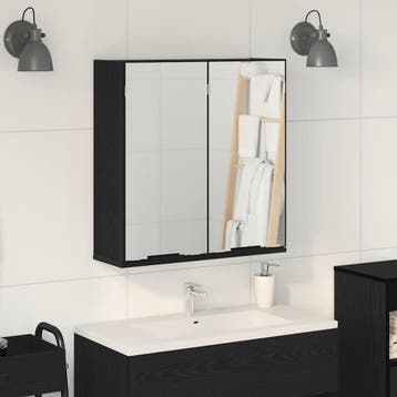 vidaXL Spiegelkast met plank Zwart Eiken 64 x 20 x 67 cm, Verzenden, Nieuw