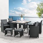 Polyrotan eetset - Baracoa L - 9-delig - Zwart, Verzenden, Nieuw