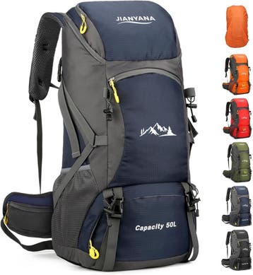Kampeer Rugzak 50L Met Regenhoes - 33% Korting, Ophalen of Verzenden, Zo goed als nieuw, Rugzak