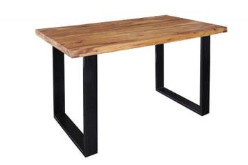 Massief houten eettafel IRON CRAFT 120 cm natuurlijke, Ophalen of Verzenden, Nieuw