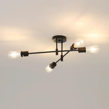 Vintage Zwarte Plafondlamp 4-lichts Retro Kroonluchter, Huis en Inrichting, Lampen | Kroonluchters, Verzenden, Nieuw