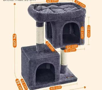 Kattenkrabpaal – Met 2 Huisjes, Platform en Sisalstammen, Dieren en Toebehoren, Verzenden, Nieuw