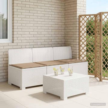 vidaXL 3-zits tuinbank met kussens in rattanlook 3-zits PP, Verzenden, Nieuw