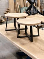 Houten salontafel set - 4cm dik eiken - Rond, Verzenden, Nieuw