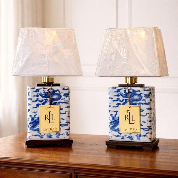 Ralph Lauren - Ralph Lauren Home - Lamp (2) - Hout,, Antiek en Kunst, Curiosa en Brocante