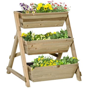 Hoogbed Bloementrap Hout Bloemenladder Met 3 Planken Planten, Verzenden