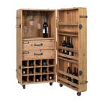 *WOONWINKEL* Dutchbone Lico Houten Wijnkast Op Wielen, Verzenden, Nieuw