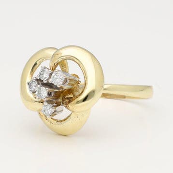 Ring - 14 karaat Geel goud - 0.19ct. tw. Diamant, Nieuw