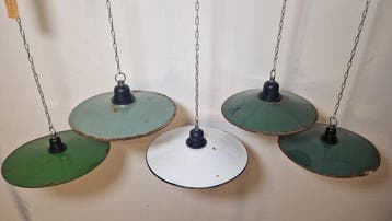 Plafondlamp (5) - Emaille, Staal - Geëmailleerde lampen 5