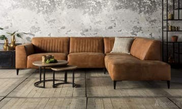 Hoekbank Aspen - hoekbanken - Cognac, Nieuw, 150 cm of meer, Leer, 250 tot 300 cm