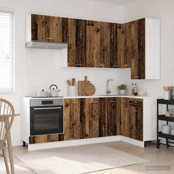 vidaXL Keukenblok LYON 8 st Oud hout Bewerkt hout, Verzenden, Nieuw, Bruin