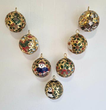 Kerstdecoratie (7) - Emaille, Metaal - Cloisonné kerstballen, Nieuw