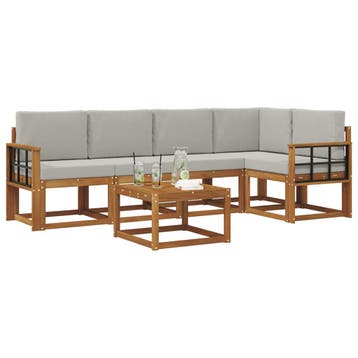 vidaXL Buiten bankenset met kussen 6 pcs Natuurlijk en, Verzenden, Nieuw