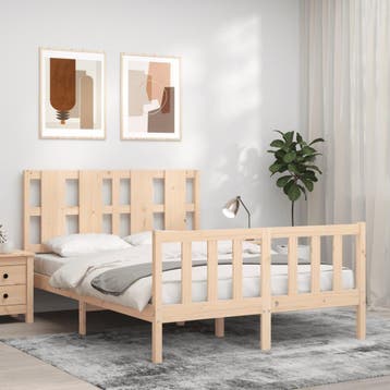 vidaXL Bedframe zonder matras massief grenenhout 140x190 cm, Bruin, Verzenden, Hout, Nieuw