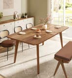 Nieuwe Uitschuifbare Eettafel – Massief Hout, 140 tot 180 cm, Huis en Inrichting, Tafels | Eettafels, Verzenden, Nieuw, 50 tot 100 cm