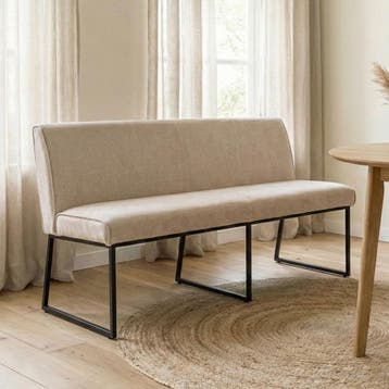 *WOONWINKEL* Eetkamerbank Beige 150cm, Verzenden, Nieuw, Stof