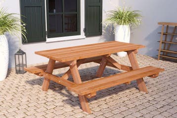 Rockwood® Picknicktafel Hardhout Comfort 1.80m inclusief, Tuin en Terras, Picknicktafels, Ophalen of Verzenden, Nieuw, Rechthoekig