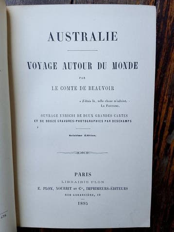 Le Comte de Beauvoir - Australie. Voyage autour du monde -