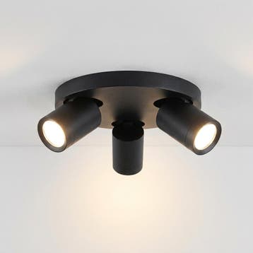 Opbouwspot Zwart 3x GU10 Rond – Kantelbare Plafondspot IP44, Ophalen of Verzenden, Nieuw, Plafondspot of Wandspot