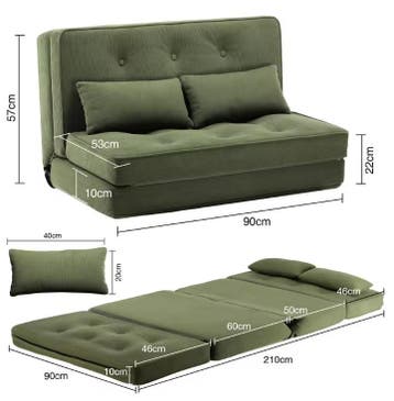 Kleine 2-zits Slaapbank | Mini Sofa met 6-traps Rugleuning, Verzenden, Nieuw