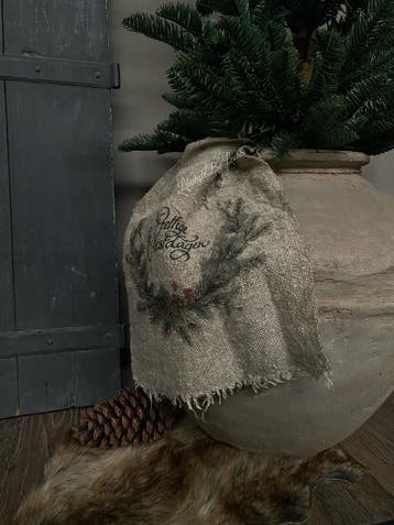 Shabby linnen doek Prettige feestdagen, Huis en Inrichting, Woonaccessoires | Overige, Ophalen of Verzenden, Nieuw