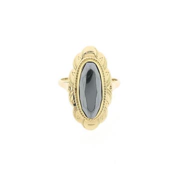 Gouden ring met hematiet, Gebruikt, Overige kleuren, Ophalen of Verzenden, 17 tot 18