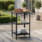 Bijzettafel Bolognano voor buiten 92x50x50 cm zwart en zilve, Huis en Inrichting, Tafels | Bijzettafels, Verzenden, Nieuw