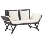 vidaXL Tuinbank met kussens 176 cm poly rattan zwart, Verzenden, Nieuw
