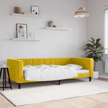 vidaXL Slaapbank 90x200 cm fluweel geel, 90 cm, Eenpersoons, Verzenden, Nieuw