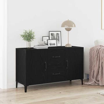 vidaXL Dressoir Zwart Eiken 100 x 36 x 60 cm Bewerkt hout, Huis en Inrichting, Kasten | Dressoirs, Verzenden, Nieuw, Overige houtsoorten