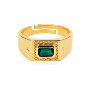 Zonder minimumprijs - Ring Verguld Smaragd - Diamant - 18k, Nieuw