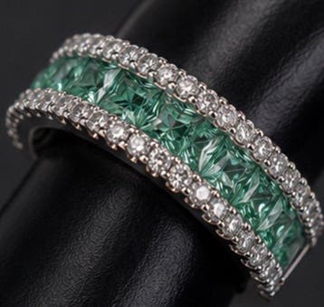 925 sterlingzilver Franse smaragdgroene eeuwigheidsring -, Nieuw