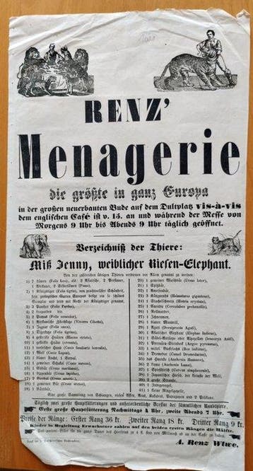 Renz` Menagerie die größte in ganz Europa - 1863