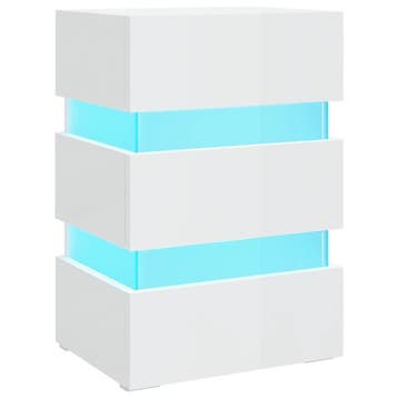 Bijzettafeltje hoogglans wit led | retourdeal 83% korting, Huis en Inrichting, Slaapkamer | Nachtkastjes, Gebruikt, 45 tot 65 cm