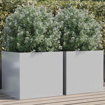 vidaXL Plantenbakken 2 st 49x47x46 cm gegalvaniseerd staal, Verzenden, Nieuw, Metaal