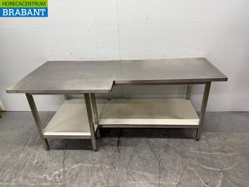 RVS Werktafel met onderschap 217 x 91 x 85,5 cm Horeca, Zakelijke goederen, Horeca | Keukenapparatuur, Ophalen of Verzenden, Gebruikt