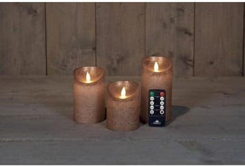Ledkaars 3d flame wax candle rustiek brons annas collection, Ophalen of Verzenden, Nieuw