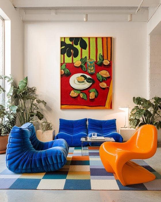 E. García - Mangos sobre mantel rojo XL (no reserve), Antiek en Kunst, Kunst | Schilderijen | Modern